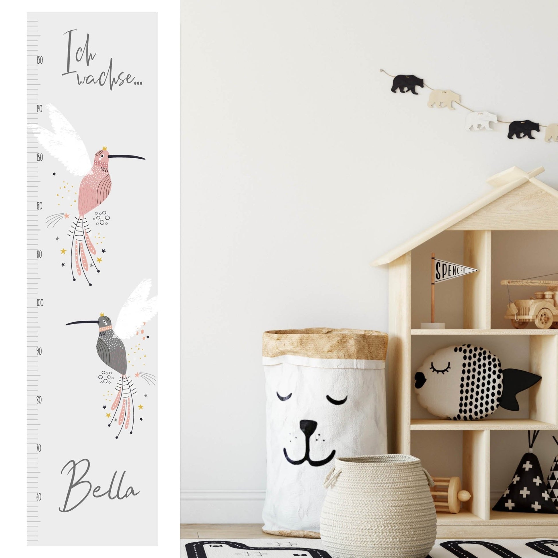 Kinder - Messleiste "Birds", lightgrey - dekoboards